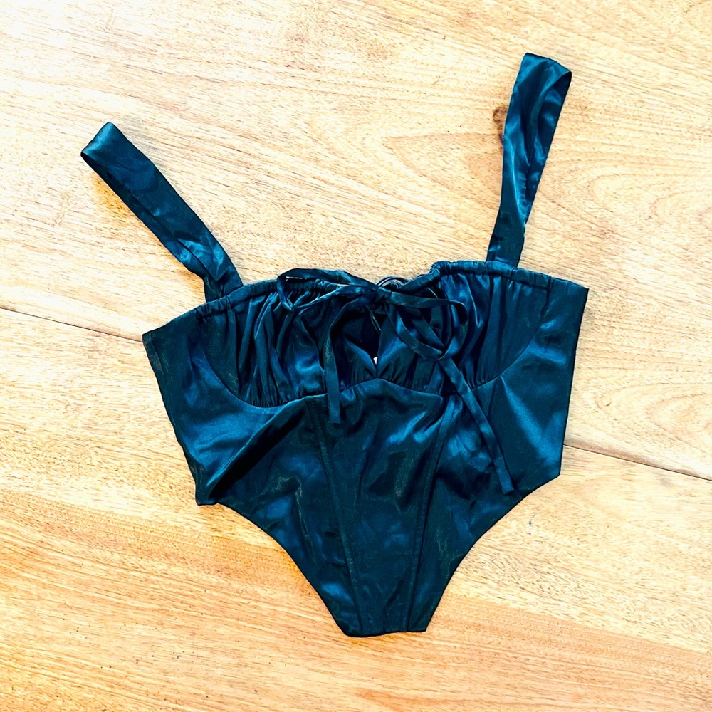 New Black Silk Corset Top